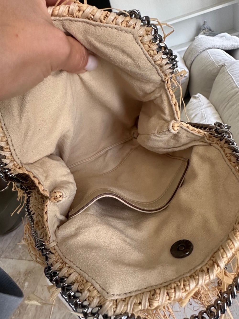 Stella McCartney Natural Raffia with Silver Chain Trim Stella McCartney - Picture 5 of 6